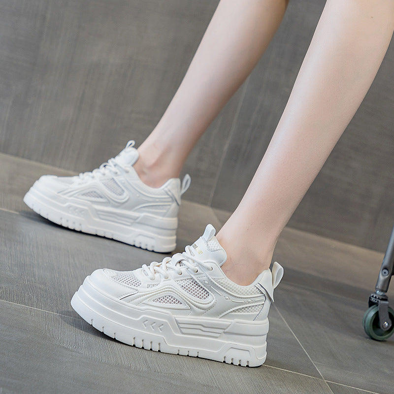 Women's Platform White Summer Breathable Mesh Dad Casual Shoes