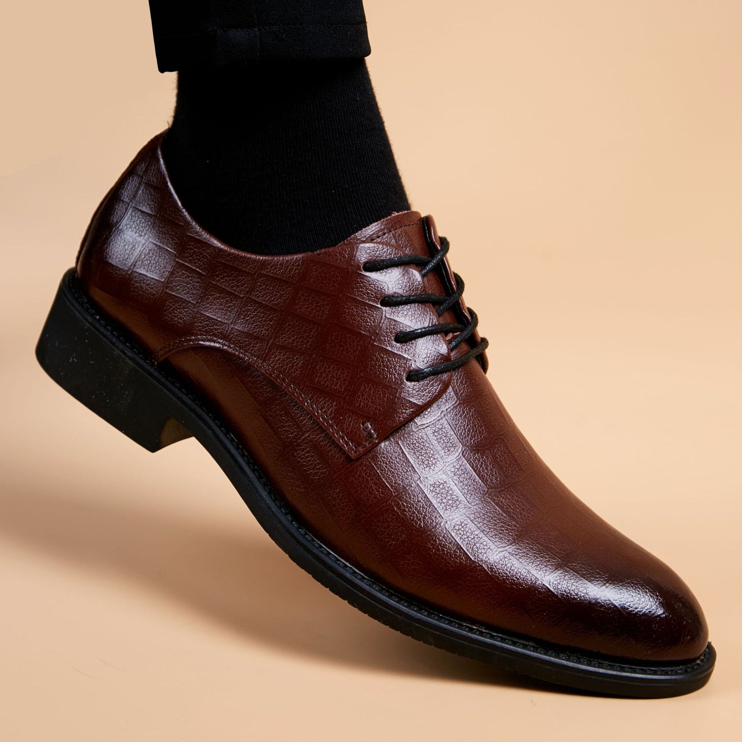 Men's Toe Korean Genuine Breathable Formal Suit Height Increasing Men's Business Leather Shoes