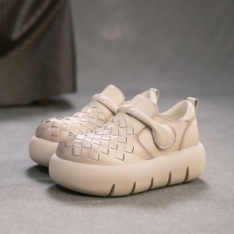 Women's Hand-woven Comfortable Retro Pumps Brushed Inner Women's Casual Shoes