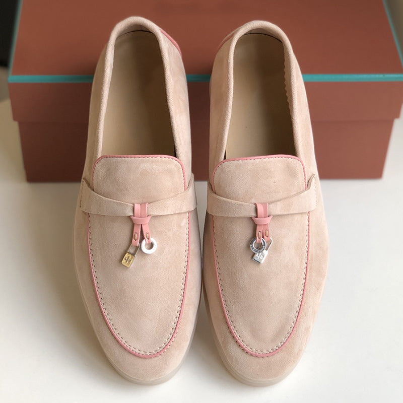 Women's Channel Top Plate Slip-on Pumps Flat Bottom Loafers