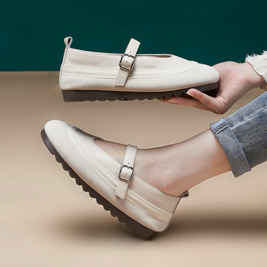 Women's Cowhide Spring Soft Bottom Mori Style Women's Shoes