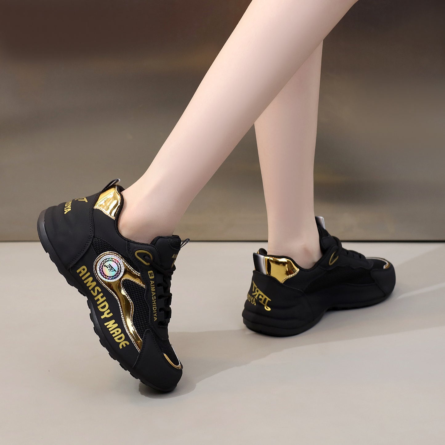 Women's & Men's Giant Hibiscus Mesh Couple Pippen Dad Sneakers