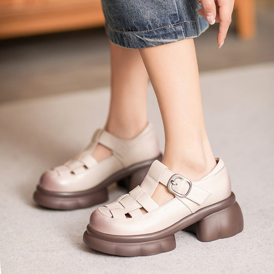 Women's Genuine Mary Jane Thick-soled British Style Sandals