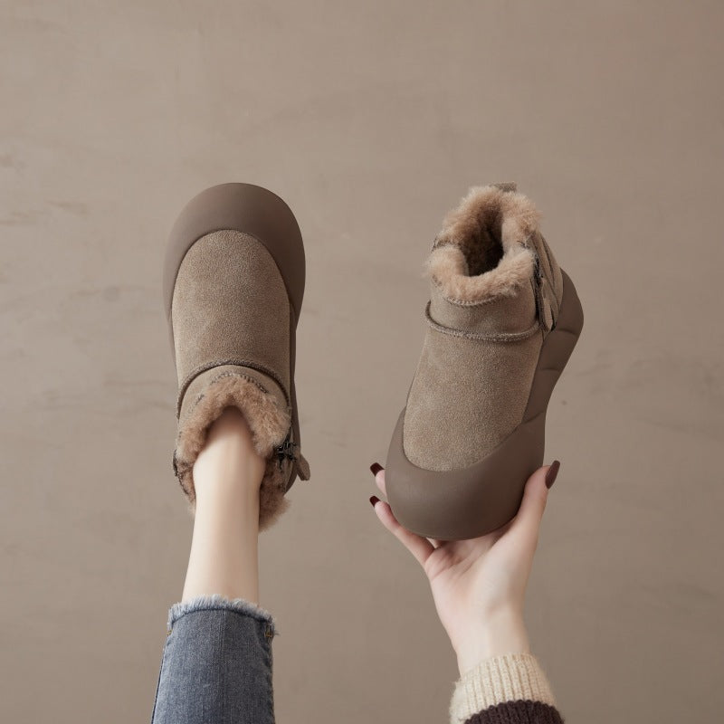 Women's Thick Bottom Flat Warm High Fur Snow Boots