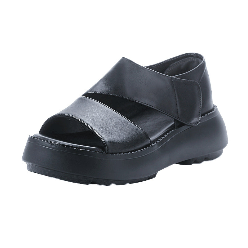 Women's Top Layer Cowhide Fish Mouth Summer Sandals