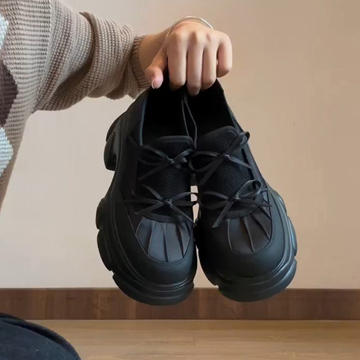 Style Small Versatile Increased Female Slip-on Leather Shoes