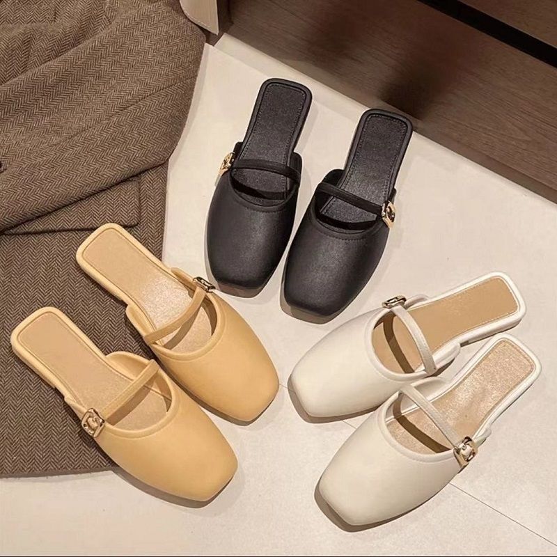 Women's Closed Toe Half Outer Wear Shallow Mouth Soft Muller Sandals