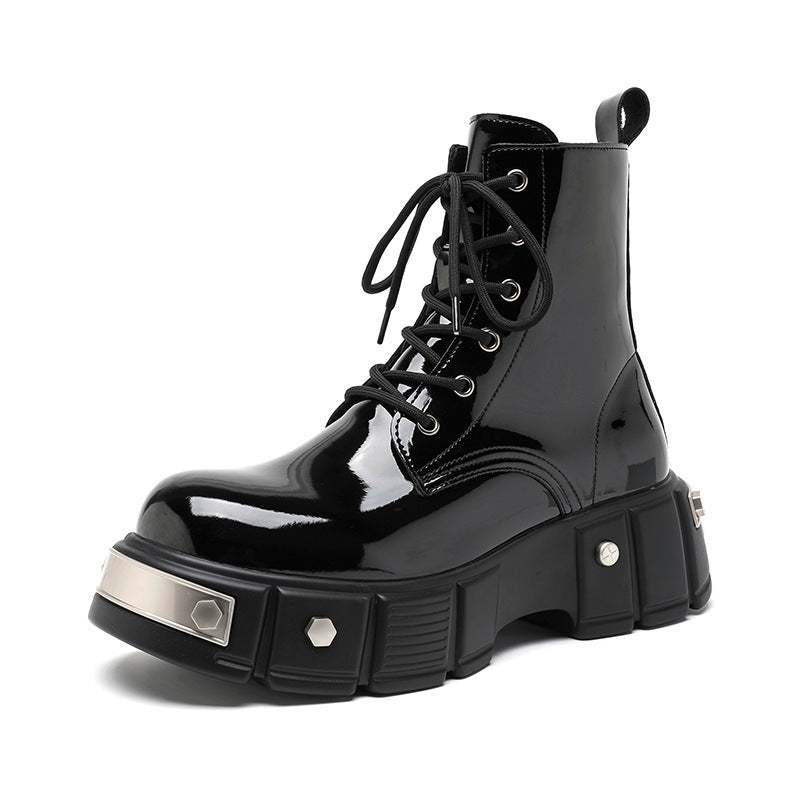Men's Spring Patent Fashionable Martin British Style Men's Shoes