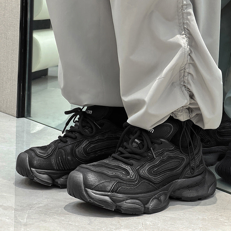Men's Autumn Paris Black Dad Trendy Korean Style Versatile Heightened Niche Men's Casual Shoes