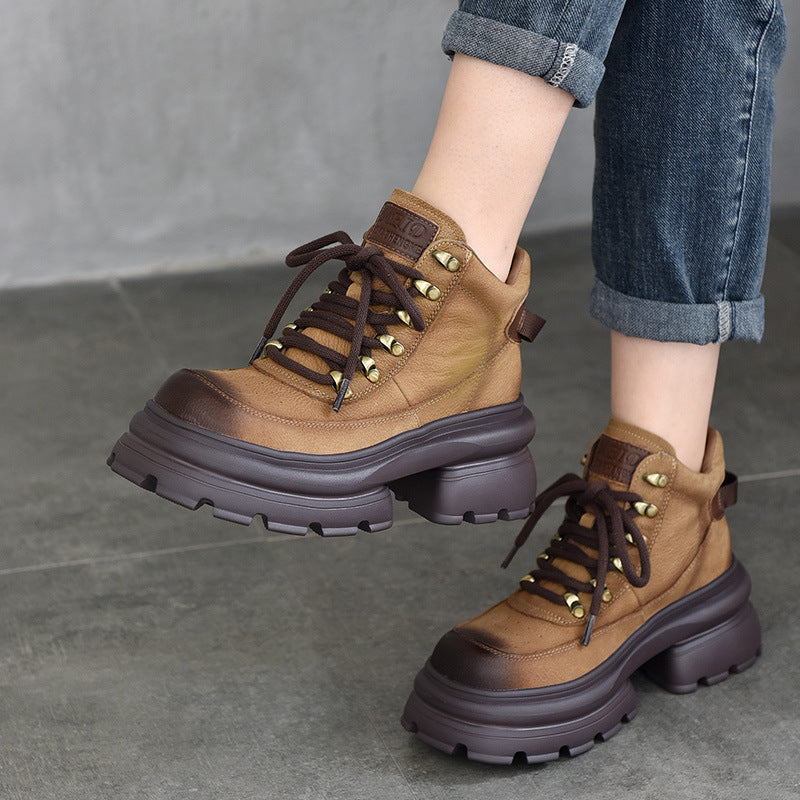 Women's Cotton Genuine Platform Martin Retro Easy Boots