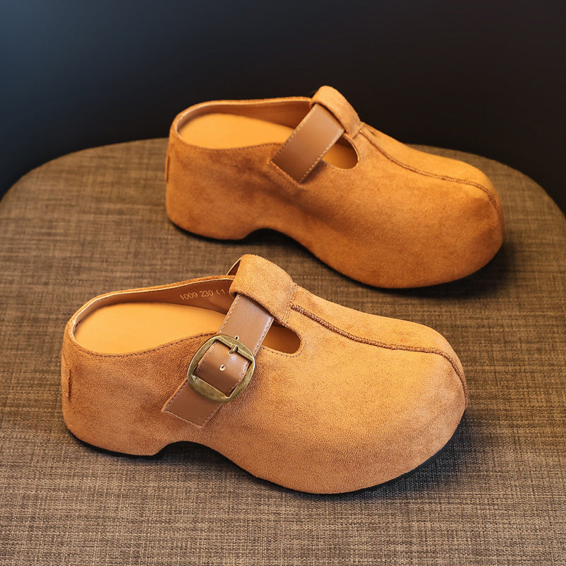 Women's Bottom Height Increasing Insole Retro Toe Slippers