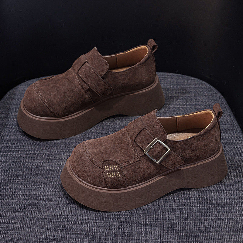 Women's Korean Thick Bottom Increased Big Head Slip-on Small Women's Casual Shoes