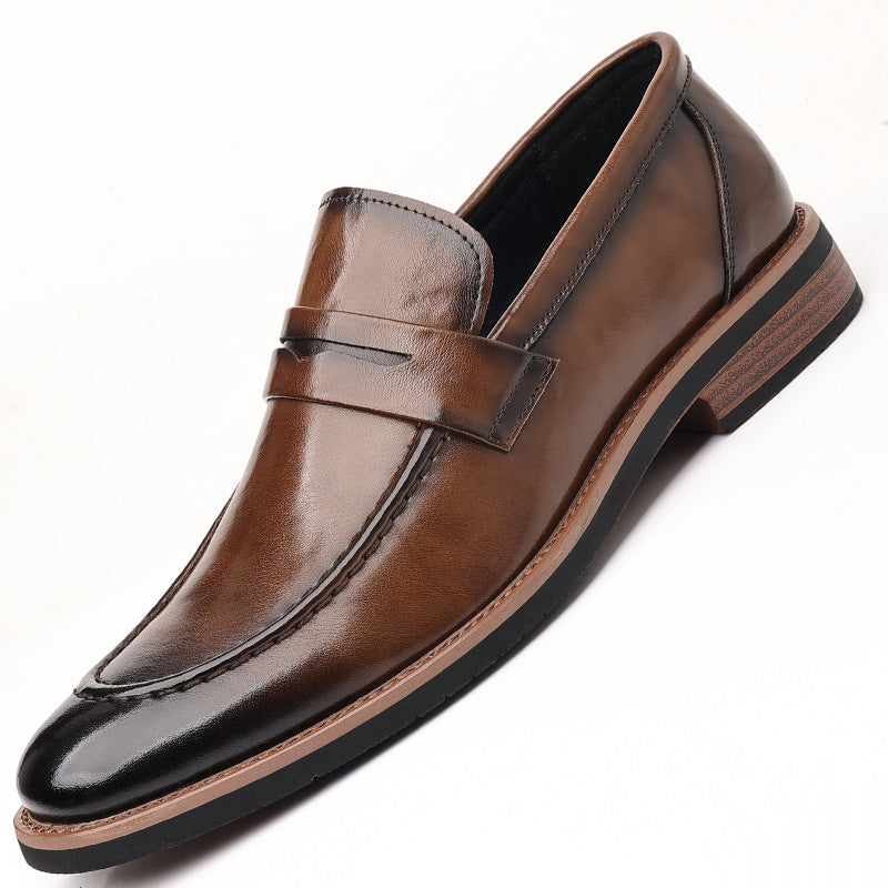 Men's British Style Slip-on Soft Bottom High Men's Business Leather Shoes