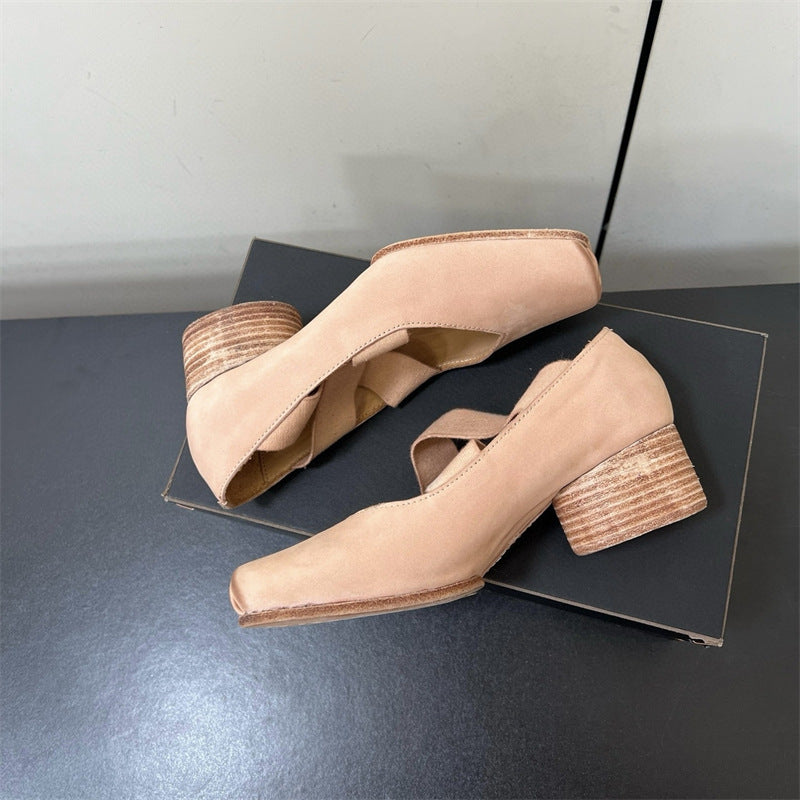 Top Version Pig Nose Ballet Handmade Worn Looking Washed-out Retro Sandals