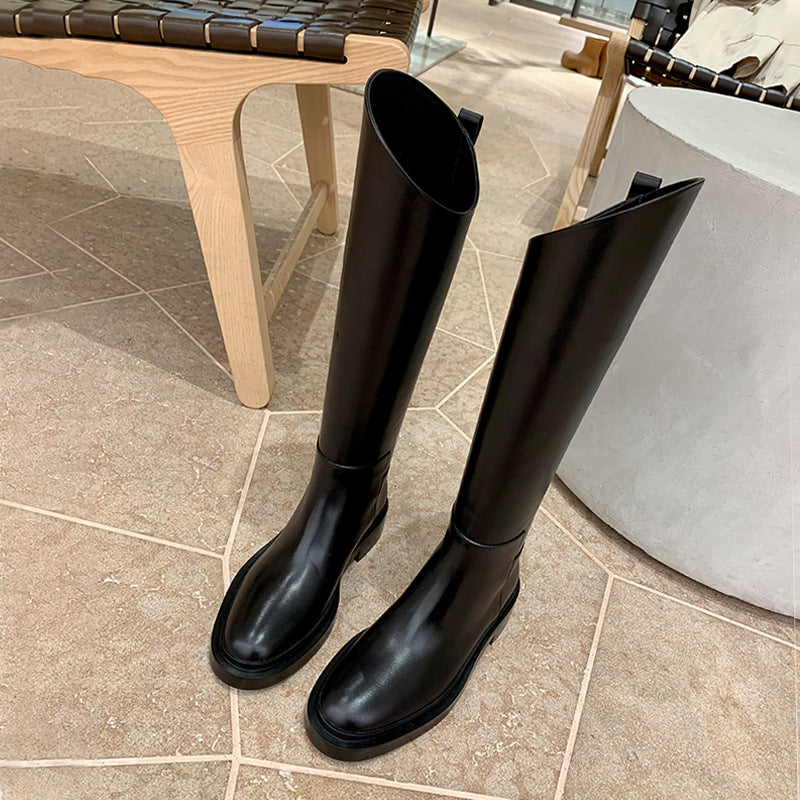 Women's Knight Thick-soled Smoke Pipe Below The Knee Long Boots