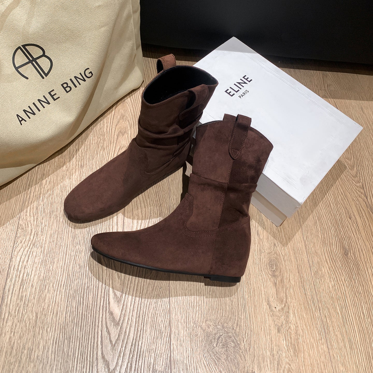 Women's Increasing Insole Retro Ankle Pile Style Chelsea Skinny Women's Shoes