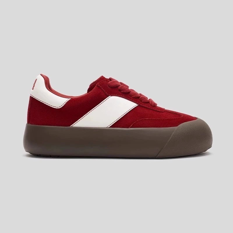 Women's Puffy White Pink German Training Platform Women's Casual Shoes