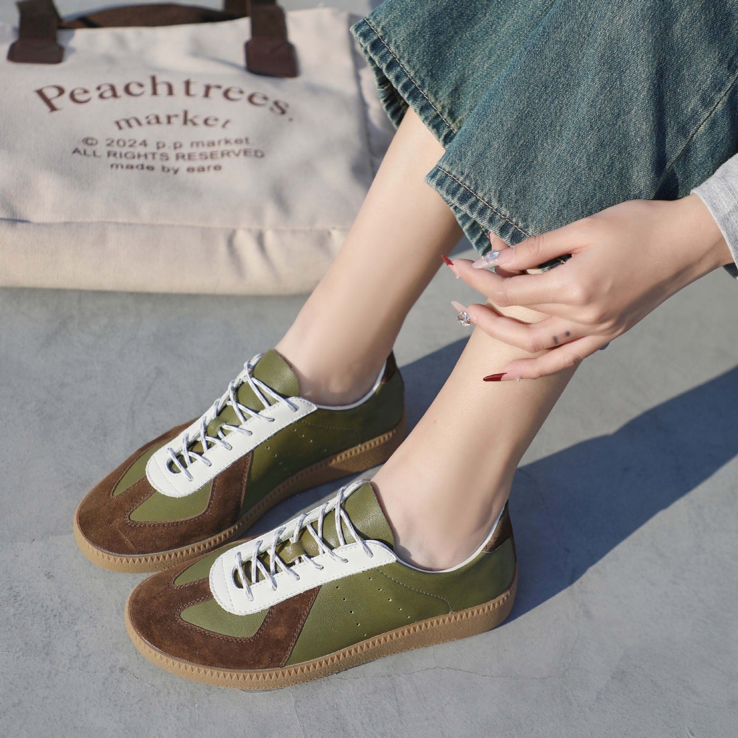 Flocking Calfskin Genuine Inside Outside Niche Sneakers