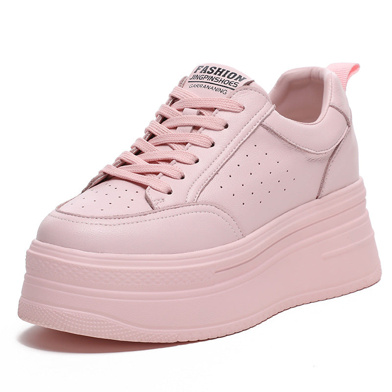 Women's Thick Bottom Height Increasing Insole Punching Sneakers