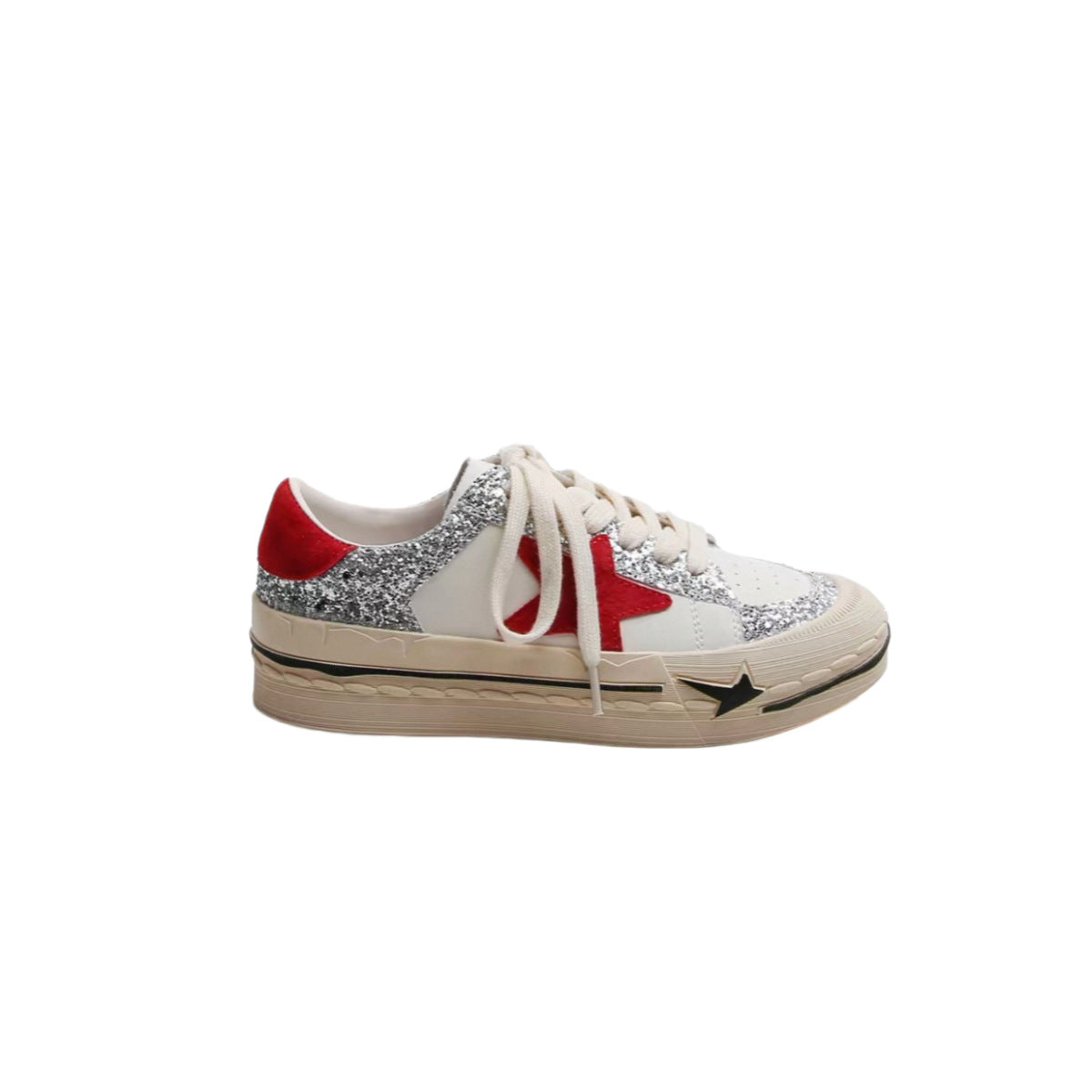 Women's Retro Sier White Thick Sole Height Women's Sports Shoes