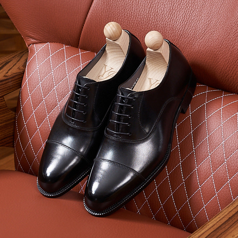 Men's Three-piece Formal Wear Genuine Breathable British Men's Business Leather Shoes
