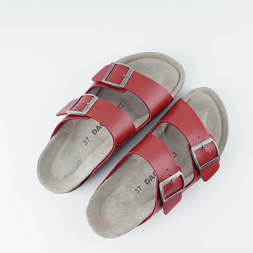Women's & Men's Flip-flops Summer Pink Suede Cowhide Series Sandals