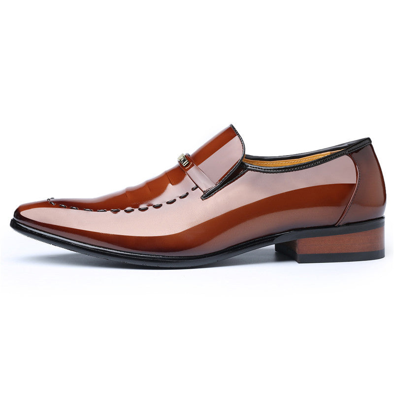 Men's Man's Head Spring Pointed Toe Patent Business Leather Shoes