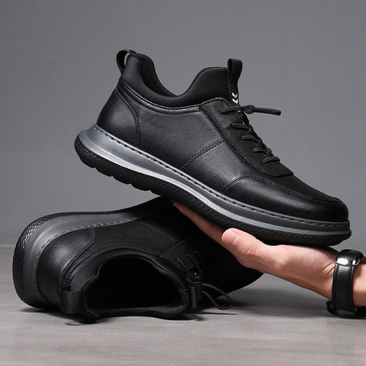 Men's First Layer Cowhide Fleece-lined Genuine Platform Travel Men's Sports Shoes