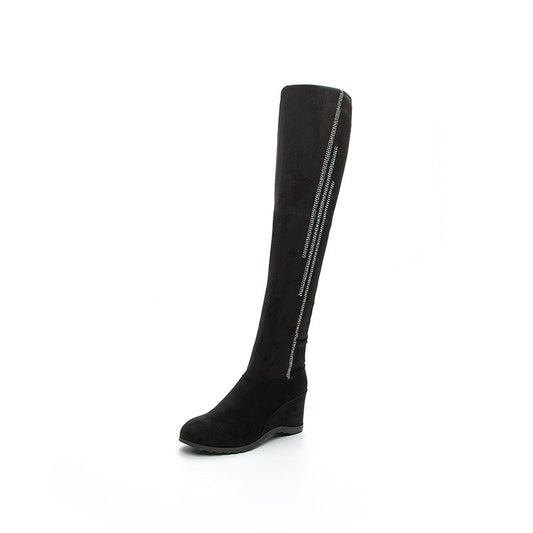 Women's Suede Over The Knee Round Toe Boots