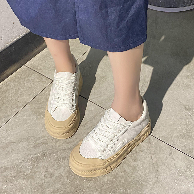 Women's Height Increasing Insole Small White Thick-soled Versatile Sneakers