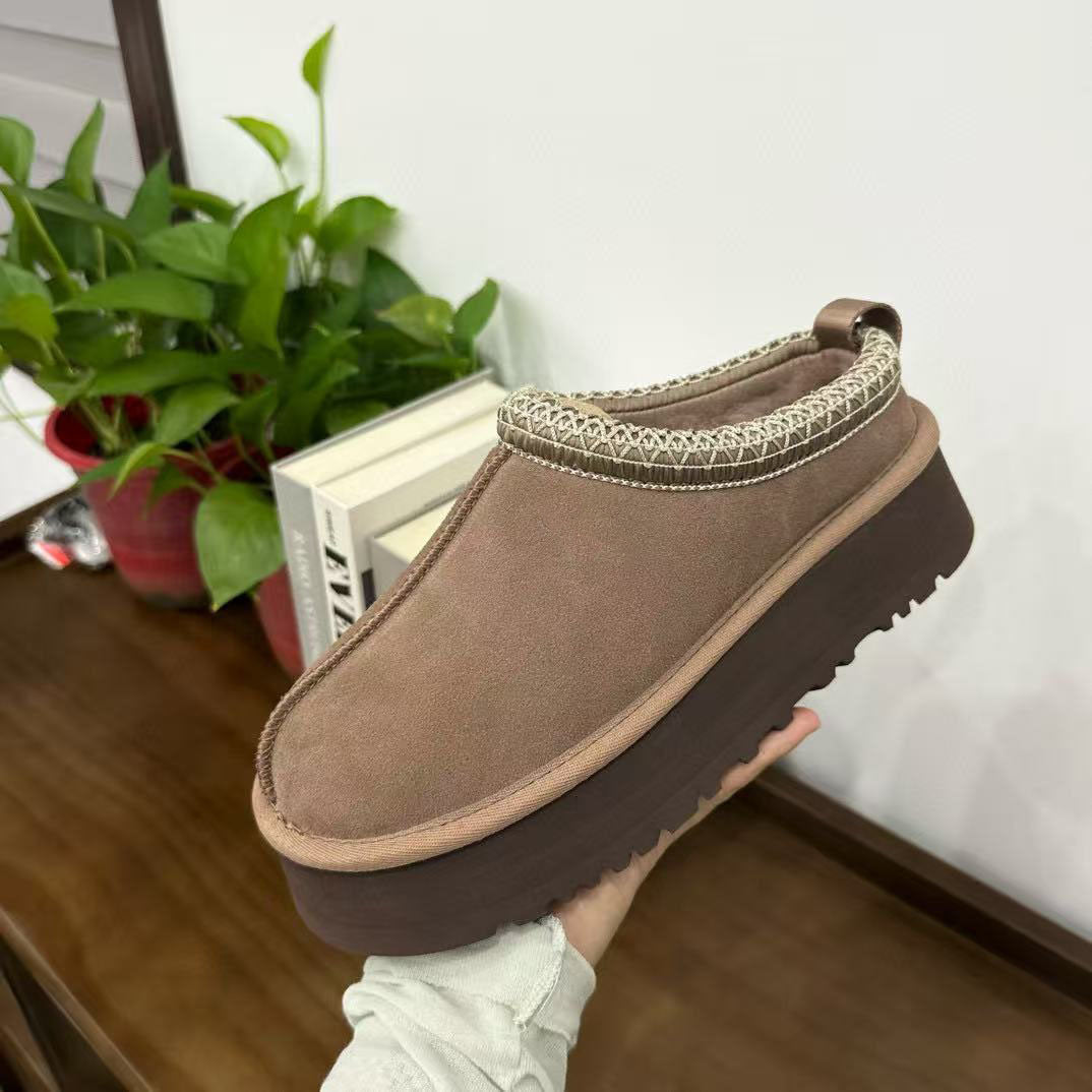 Sheepskin Fur One-piece Thick-soled Ethnic Style Knitted Belt Tasman Boots