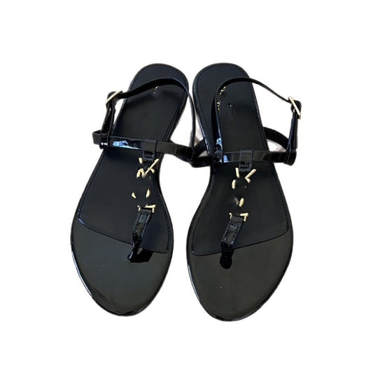 Women's Summer Metal Buckle Round Head Flip-flops Flat Slippers