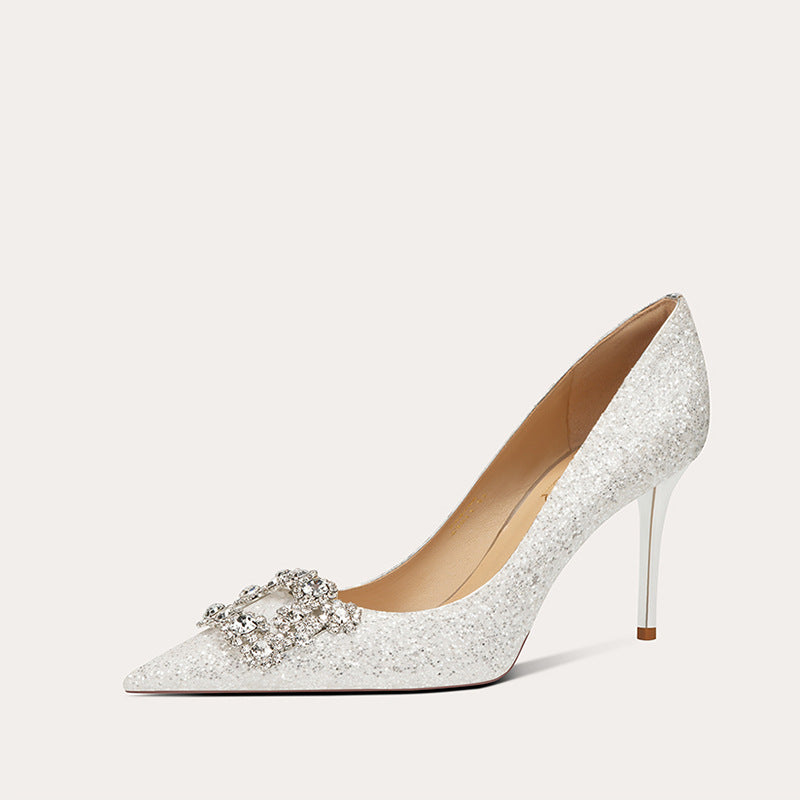 Women's Wear Not Tired Feet Crystal High Pointed Women's Fashion Shoes