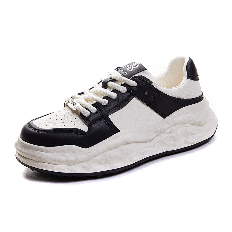 Women's Black White Panda Height Increasing Board Sneakers