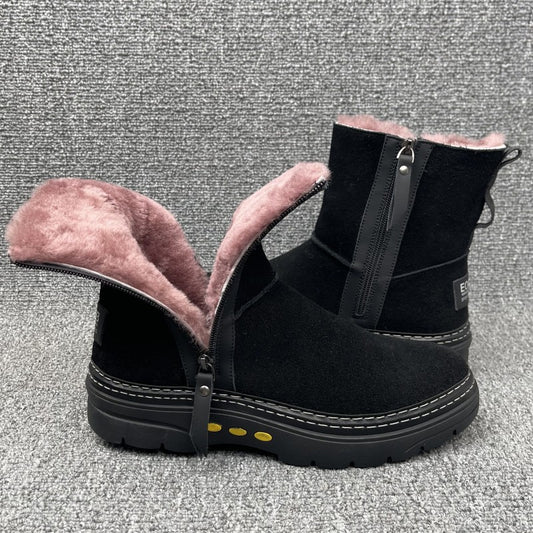 Men's Winter Wool Genuine Fleece-lined Warm Outdoor Northeast Cotton Snow Boots