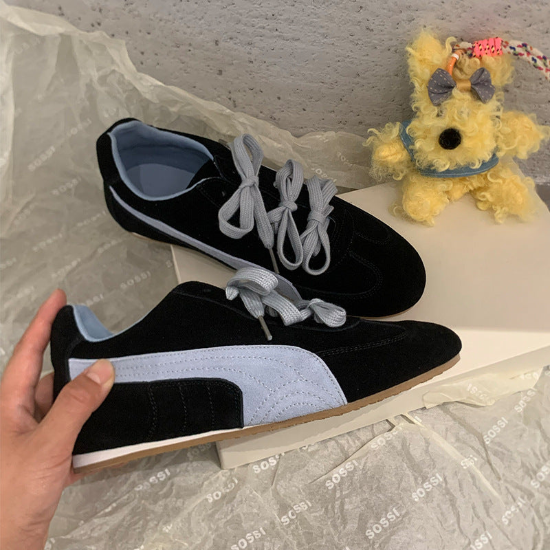 Women's Cowhide Version Thick-soled Bow German Training Super Soft Women's Casual Shoes