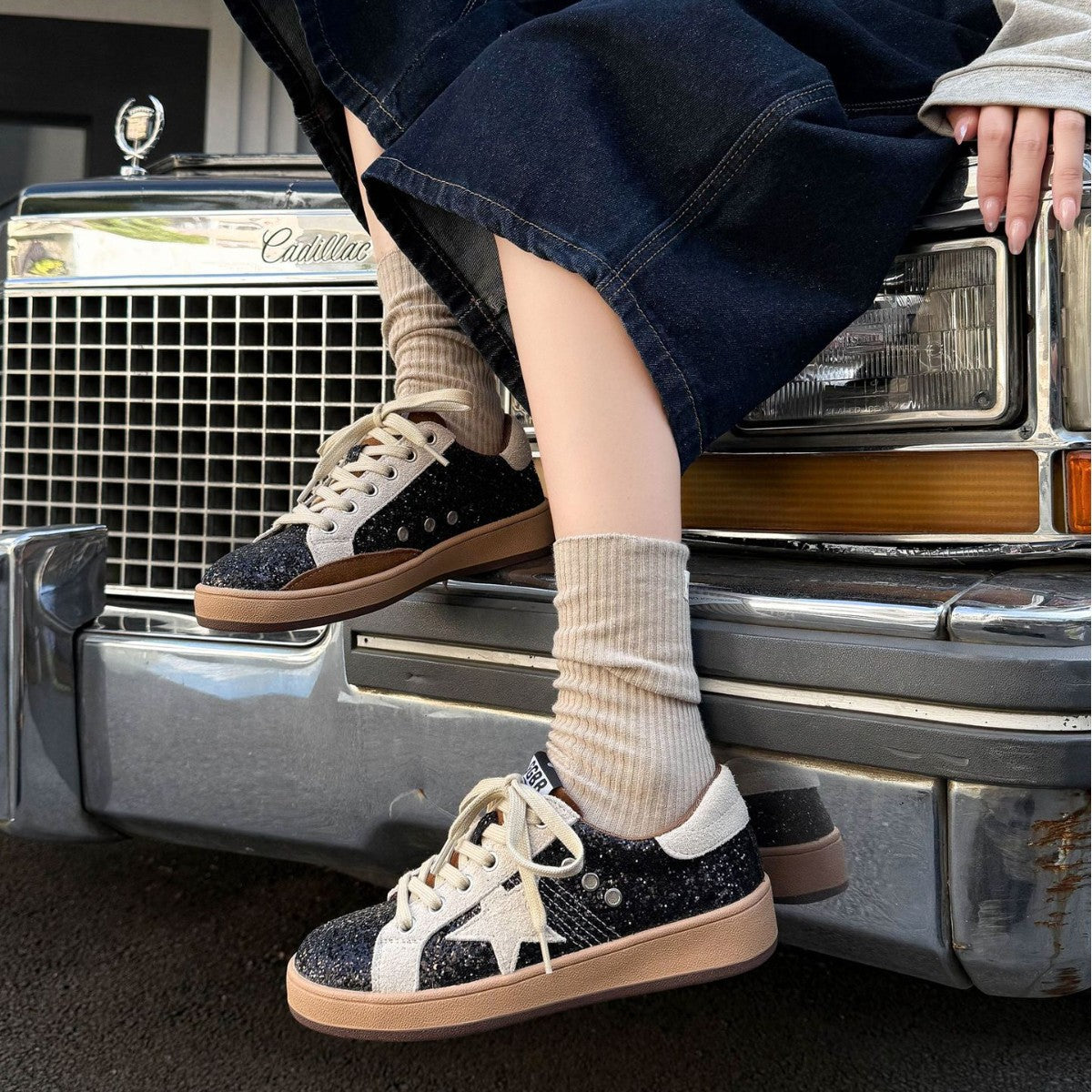 Women's Distressed Star Pattern Spring Fashion Flat Women's Casual Shoes