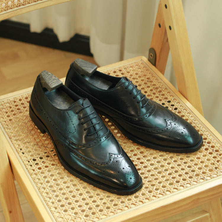 Brogue Oxford Top Layer Cowhide Breathable Leather Shoes
