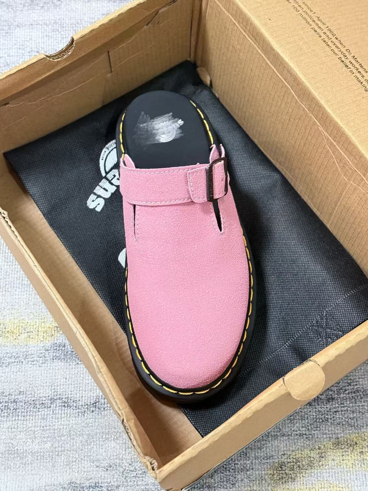 Women's & Men's Martin Half Slip-on Suede Toe Cap Mules Fashion Thick-soles Slippers