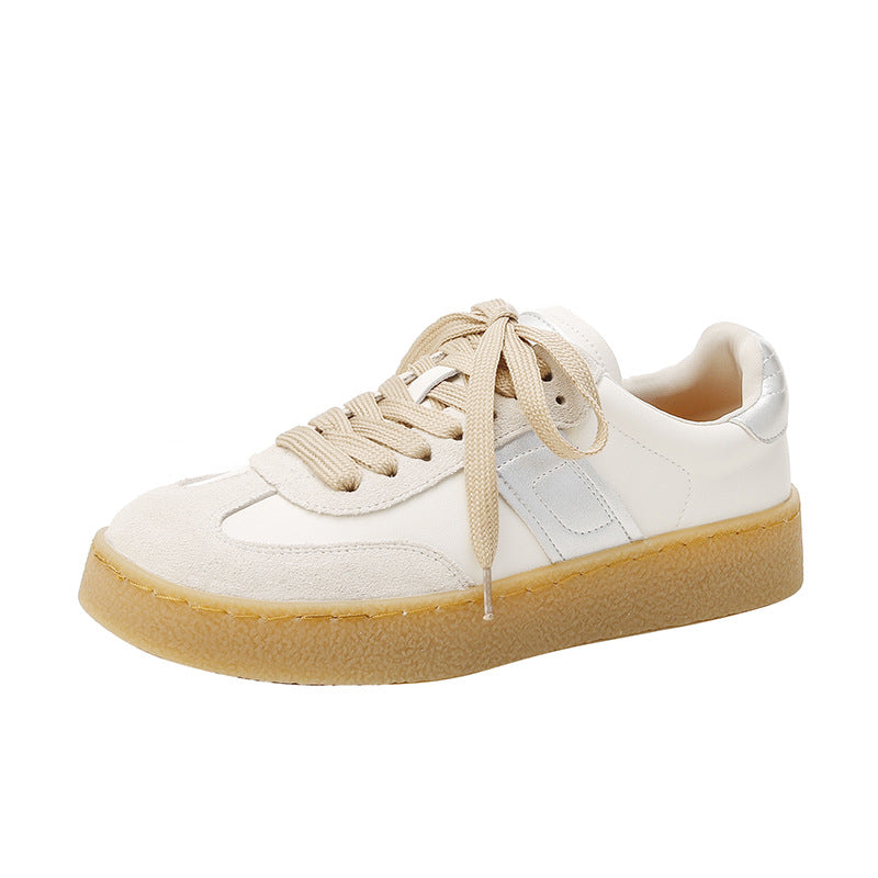 Women's Genuine Thick Bottom Color Matching Round Casual Shoes