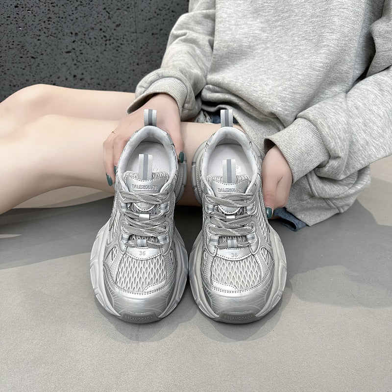Women's Paris Dad Big Head Thick Bottom Mesh Elevator Women's Casual Shoes