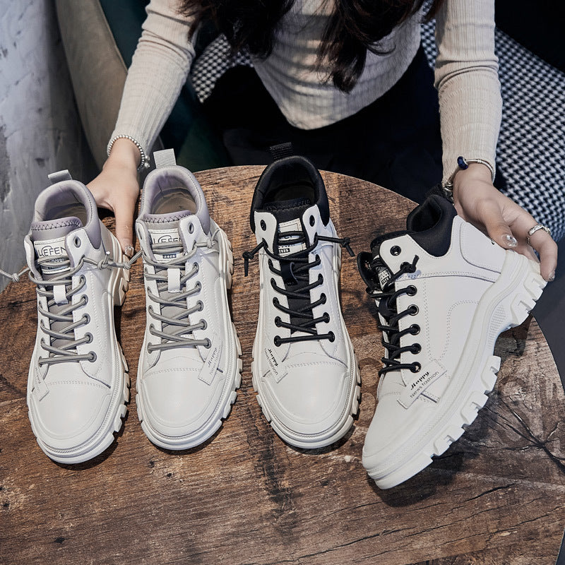 Women's Fleece Martin Single Sports Dad White Boots