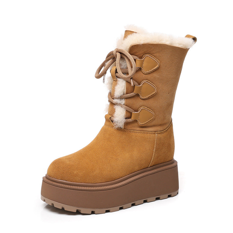 Increasing Insole Thick Bottom Fleece-lined Warm Snow Boots