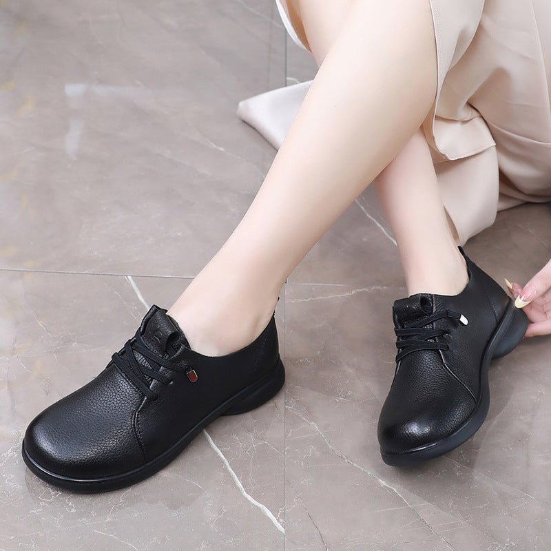 Women's Comfortable Breathable Sheepskin Soft Bottom Surface Daily Middle-aged Mother Shoes