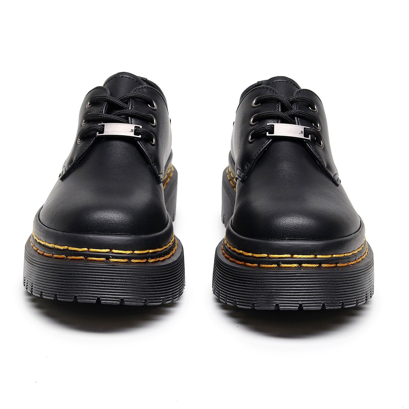 Women's Double Stitching Platform Martin Nameplate Steel Label Leather Shoes