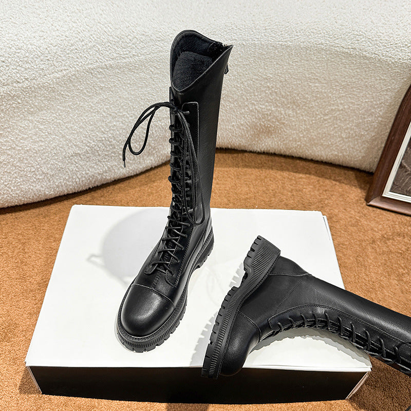 Women's White Knight Platform Strap Back Zipper Boots