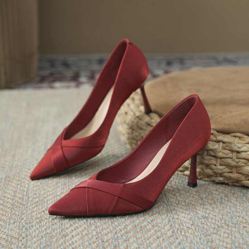 Women's Cross Classy High Pointed Toe Stiletto Wedding Bridesmaid Pumps Women's Fashion Shoes