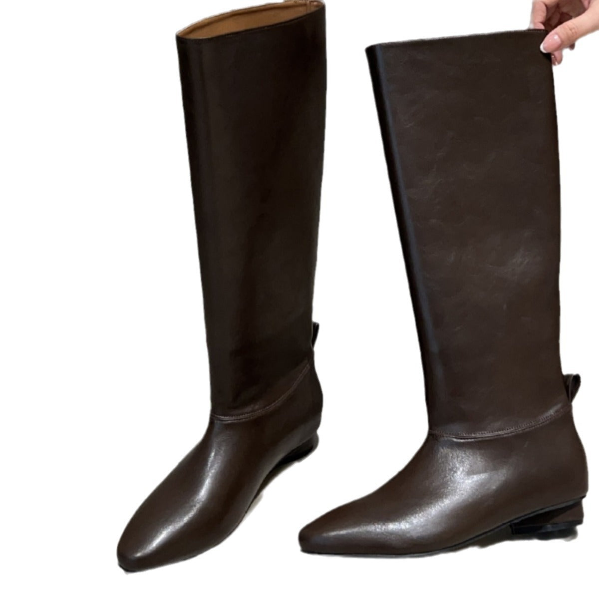 Korean Style Simple Flat Retro Pointed Boots