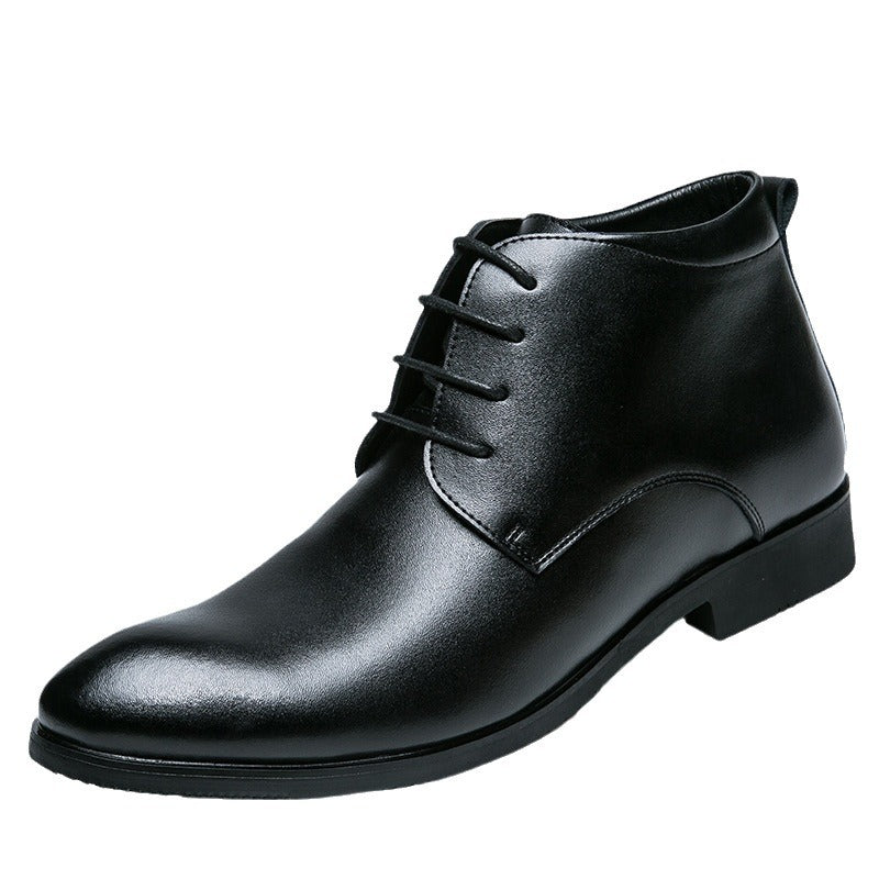 Men's Fleece-lined Cotton Pointed Hair Stylist Short Boots