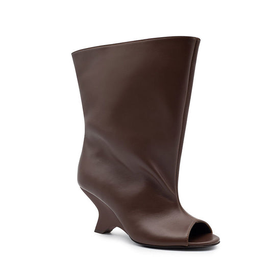 Women's Design Peep Toe Shaped Wedge Fashion Women's Leather Boots